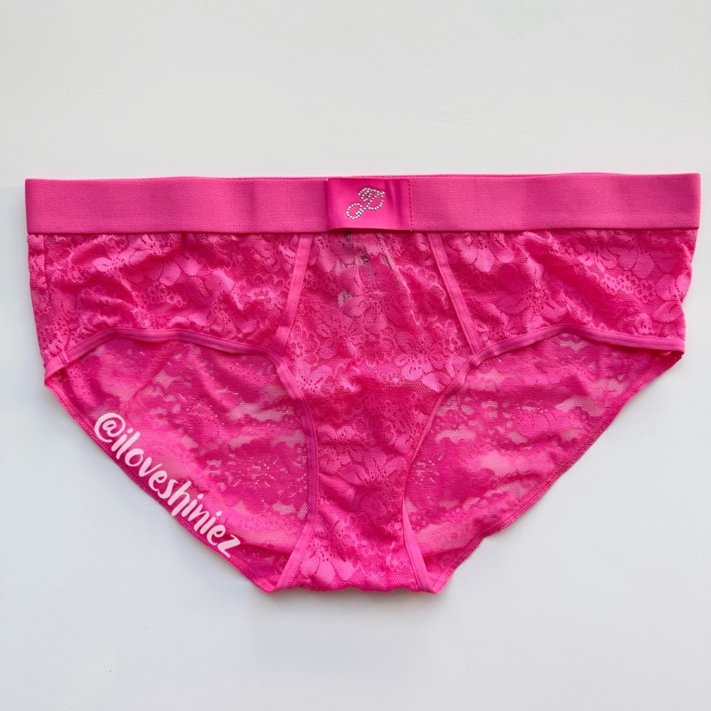 •Victoria’s Secret PINK• Logo Lace Hiphugger Panty L